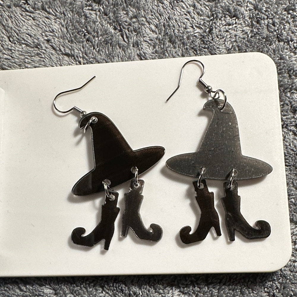 Black Witch Hat and Boot Earrings